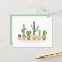 Waterverf Cactus Planter Mooie Cacti Rij Notitie