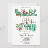 Waterverf Cactus Polka Dots 50e Verjaardag Kaart (Voorkant)