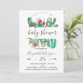 Waterverf Cactus Polka Dots Baby shower Kaart (Staand voorkant)