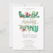 Waterverf Cactus Polka Dots Bruiloft Kaart (Voorkant)