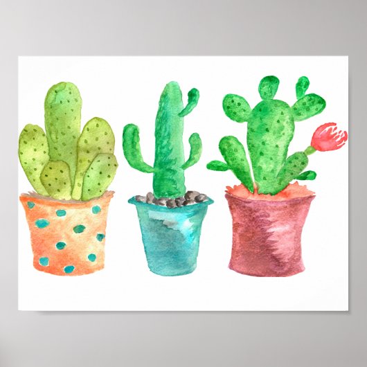 Waterverf Cactus Poster (Voorkant)