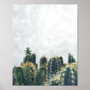 Waterverf cactus poster   8x10