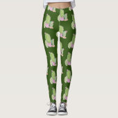 Waterverf Cactus Pot Plant Patroon Leggings (Voorkant)