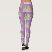 Waterverf Cactus Pot Plant Patroon Paars Leggings (Achterkant)