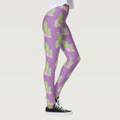 Waterverf Cactus Pot Plant Patroon Paars Leggings (Rechts)