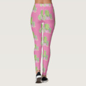 Waterverf Cactus Pot Plant Patroon Roze Leggings (Achterkant)