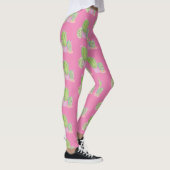 Waterverf Cactus Pot Plant Patroon Roze Leggings (Rechts)