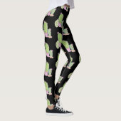 Waterverf Cactus Pot Plant Patroon Zwart Leggings (Rechts)