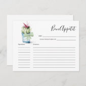 Waterverf Cactus Recipe Card Feestdagenkaart (Voorkant / Achterkant)