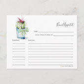 Waterverf Cactus Recipe Card Feestdagenkaart (Achterkant)