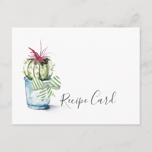 Waterverf Cactus Recipe Card Feestdagenkaart (Voorkant)