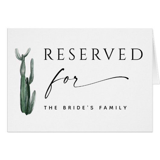Waterverf Cactus Reserved Sign | Boho Wedding (Voorkant Horizontaal)