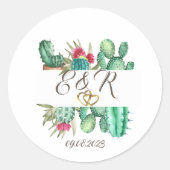 Waterverf Cactus Ringen Ronde Sticker (Voorkant)