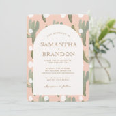 Waterverf Cactus Romantische Peachy Gold Bruiloft Kaart (Staand voorkant)