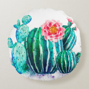 waterverf Cactus Rond Kussen