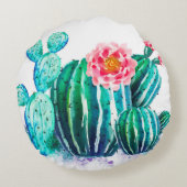 waterverf Cactus Rond Kussen (Achterkant)