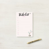 Waterverf Cactus roze gestreept om lijst te doen Post-it® Notes (Op bureau)