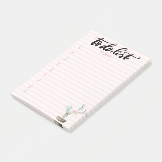 Waterverf Cactus roze gestreept om lijst te doen Post-it® Notes (Schuin)