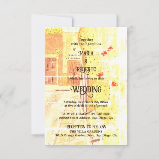 Waterverf Cactus rustieke Mexicaanse oude stad bru Kaart (Achterkant)