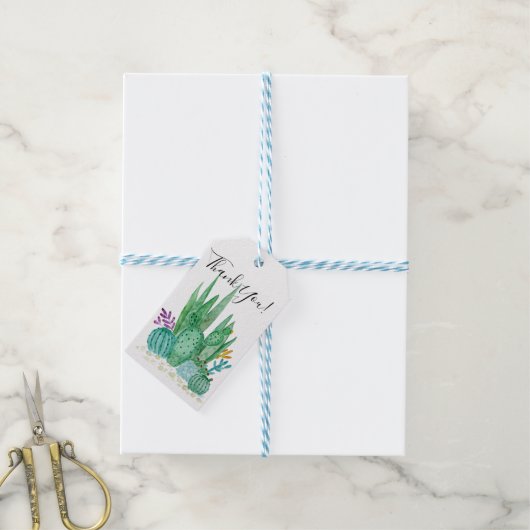 Waterverf , cactus , sacharose cadeaulabel (Met Touw)