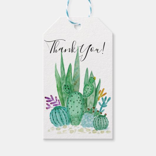 Waterverf , cactus , sacharose cadeaulabel (Voorkant)