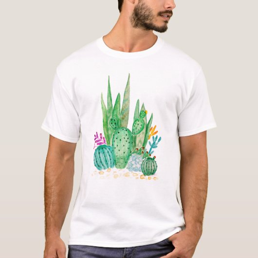 Waterverf , cactus , sacharose , groot t-shirt (Voorkant)
