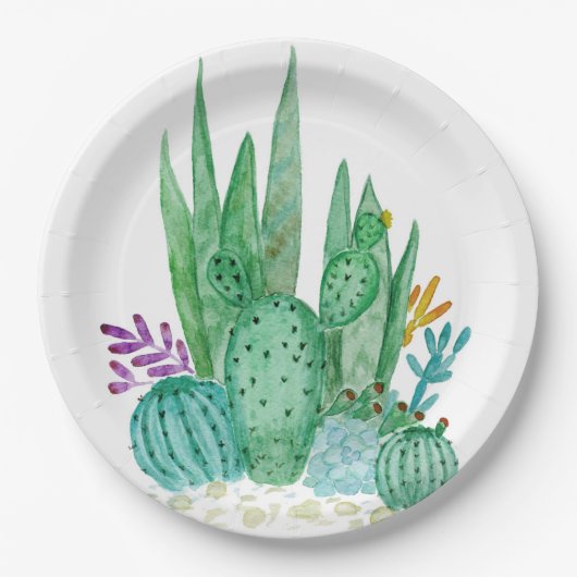 Waterverf , cactus , sacharose papieren bordje (Voorkant)