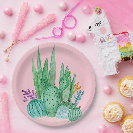 Waterverf , cactus , sacharose papieren bordje (Feest)