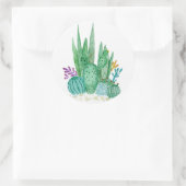 Waterverf , cactus , sacharose ronde sticker (Tas)