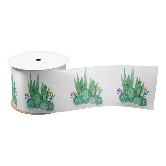 Waterverf , cactus , sacharose satijnen lint (Spoel)