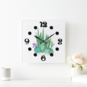 Waterverf , cactus , sacharose vierkante klok (Huis)