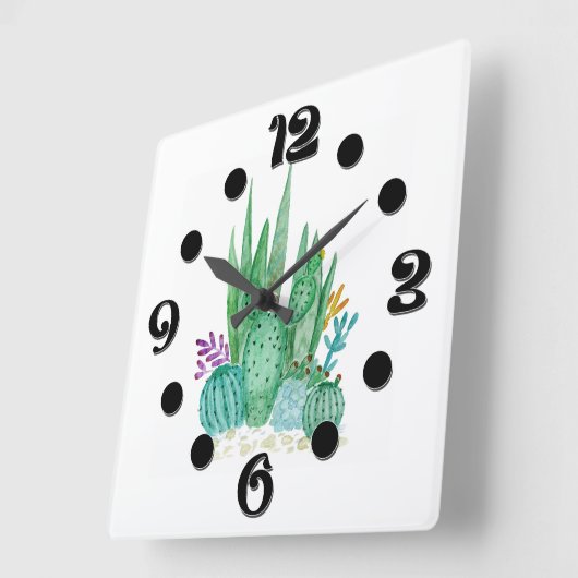 Waterverf , cactus , sacharose vierkante klok (Hoek)