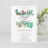Waterverf Cactus Script Stippen Bruidsdouche  Kaart (Staand voorkant)