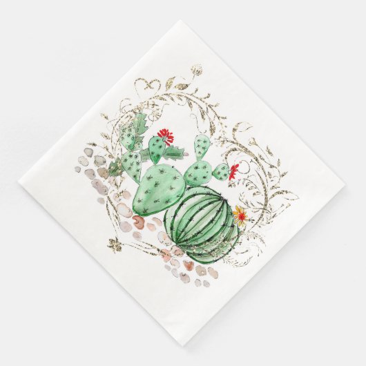 waterverf, cactus servet (Hoek)