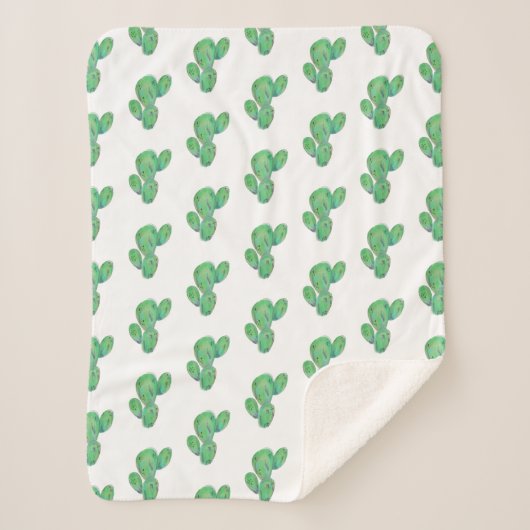 Waterverf Cactus Sherpa Deken (Voorkant)