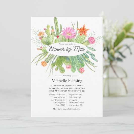 Waterverf Cactus Shower per Mail Kaart (Staand voorkant)