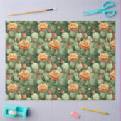 Waterverf Cactus Sinaasappel Flowers Patroon Decou Tissuepapier (Craft)