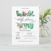 Waterverf Cactus Stippen Baby Shower Kaart (Staand voorkant)