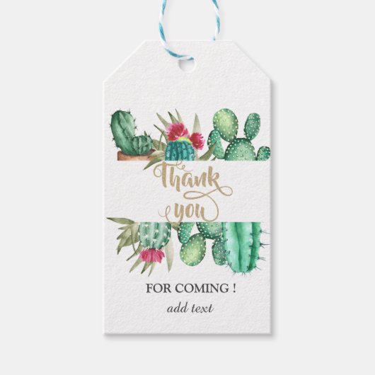 Waterverf Cactus Stippen Cadeaulabel (Voorkant)
