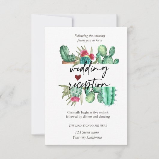Waterverf Cactus Stippen Ontvangst Kaart (Voorkant)