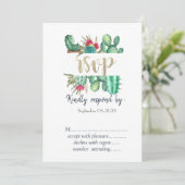 Waterverf Cactus Stippen RSVP Kaart (Staand voorkant)