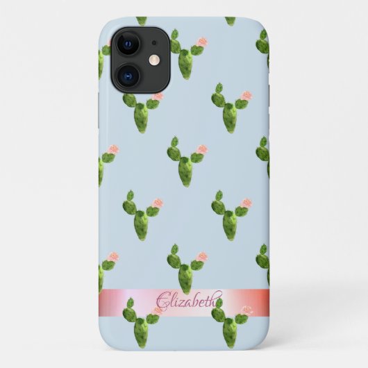 Waterverf Cactus, Stripe - Gepersonaliseerd Case-Mate iPhone Case (Achterkant)