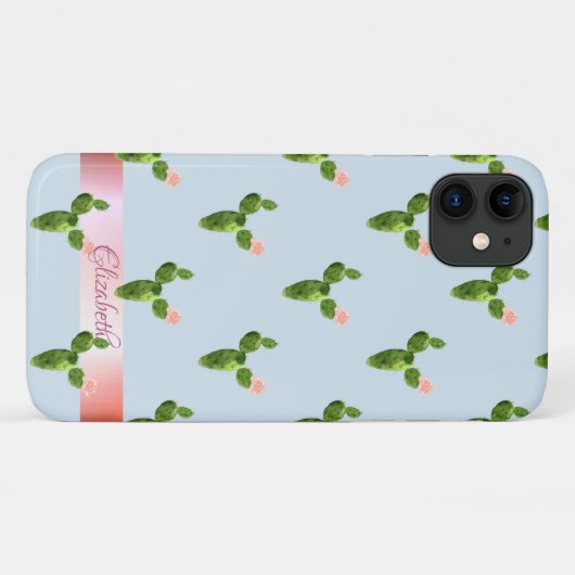 Waterverf Cactus, Stripe - Gepersonaliseerd Case-Mate iPhone Case (Achterkant (horizontaal))