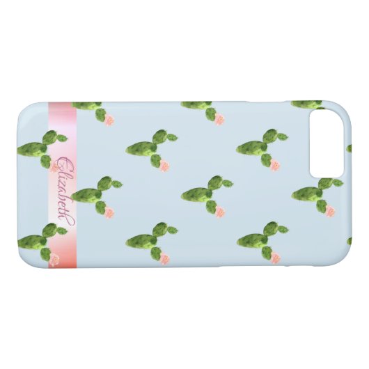 Waterverf Cactus, Stripe - Gepersonaliseerd Case-Mate iPhone Case (Achterkant (Horizontaal))