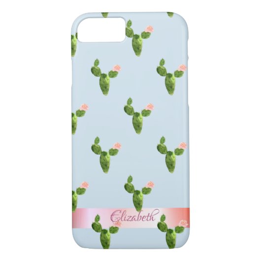 Waterverf Cactus, Stripe - Gepersonaliseerd Case-Mate iPhone Case (Achterkant)