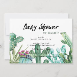 Waterverf Cactus & Succulent Baby shower Kaart