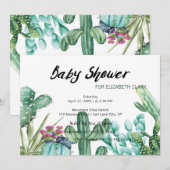 Waterverf Cactus & Succulent Baby shower Kaart (Voorkant / Achterkant)