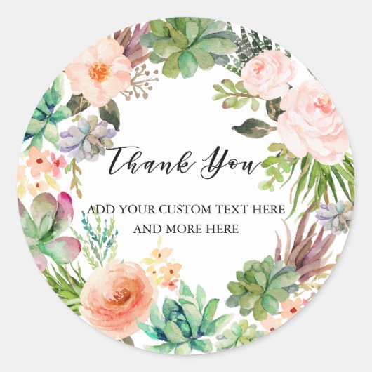 Waterverf Cactus Succulent Custom Dank u klas Ronde Sticker (Voorkant)