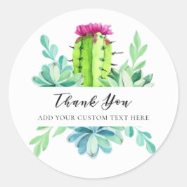 Waterverf Cactus Succulent Custom Dank u Ronde Sticker