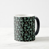 Waterverf Cactus & Succulent Desert Pattern Black Magische Mok (Voorkant rechts)